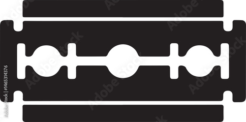 Razor Blade Shape in Black Vector | Clean Cutting Tool Illustration Without Silhouette Style