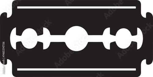Razor Blade Shape in Black Vector | Clean Cutting Tool Illustration Without Silhouette Style