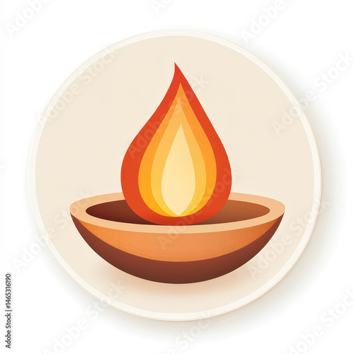 Stylized flame in a bowl against a light background  