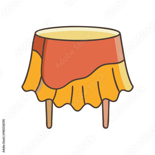 Illustration of a table with a tablecloth furniture home decor dining room kitchen interior design table