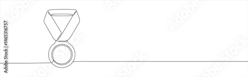 Medal continuous one line drawing. Award, olympic symbol.