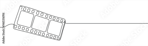 Film strip continuous one line drawing. Film tape strips for movie, cinema reel.