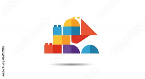 Colorful childrens building blocks logo design