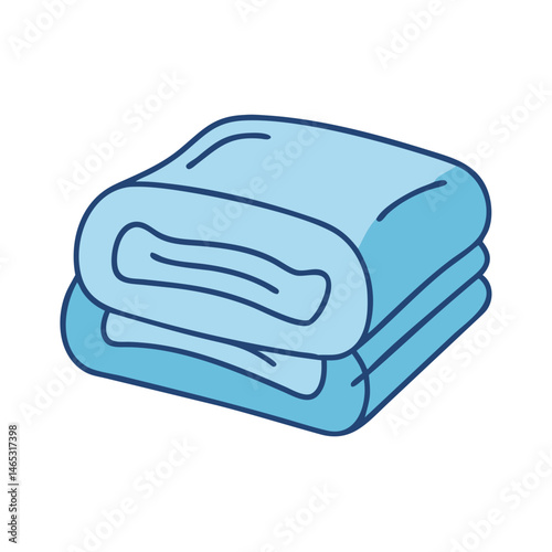 Folded soft towels stack blue vector illustration bath spa cotton linen cloth fabric textile design