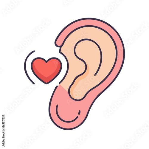 Explore ear health hearing love sound waves listening device and auditory system wellness concept