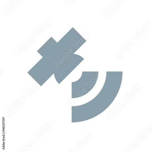 The satellite (sputnik) icon. A symbol of the signal, space and technology. An attribute of communication and data transmission. An artificial satellite of the Earth. A space aircraft.