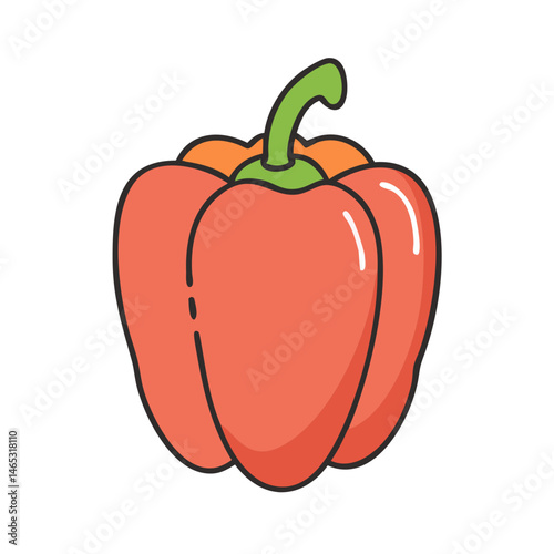 Illustration of a red bell pepper vegetable food healthy eating ingredient cooking recipe fresh produce