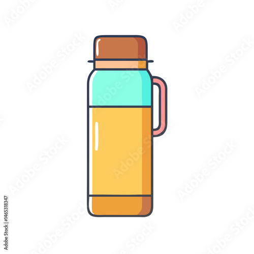Illustration of a thermos flask, travel mug, vacuum flask, insulated container, drinkware, bottle
