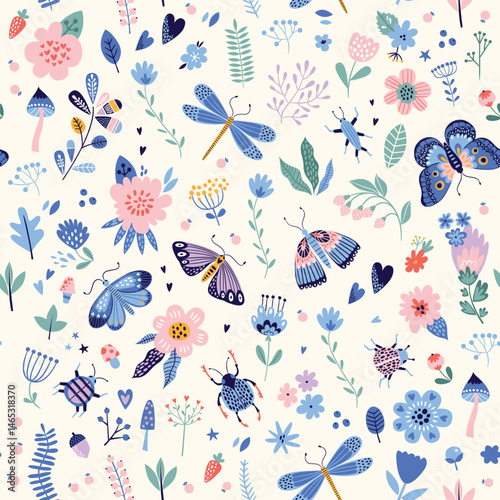floral nordic pattern vector design illustration