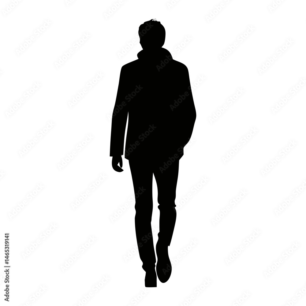 Silhouette of a Person Walking in Darkness
