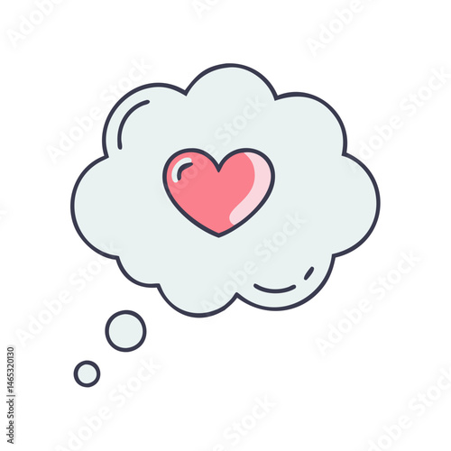 Heart cloud bubble love romance valentine's day thinking dreaming feeling emotion relationship icon art