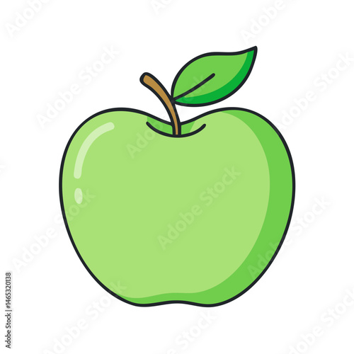 Green apple fruit healthy food fresh organic sweet delicious juicy vitamin nutrition diet drawing