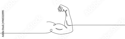 Bicep muscle continuous one line drawing. Strong bodybuilder arm.
