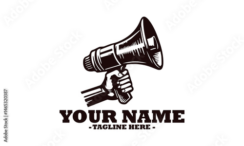Stylized megaphone illustration vector icon and megaphone icon isolated on white background logo design