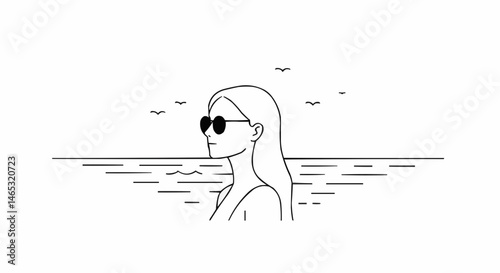 Woman in Sunglasses Enjoying Day by the Beach  