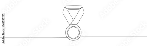 Medal continuous one line drawing. Award, olympic symbol.