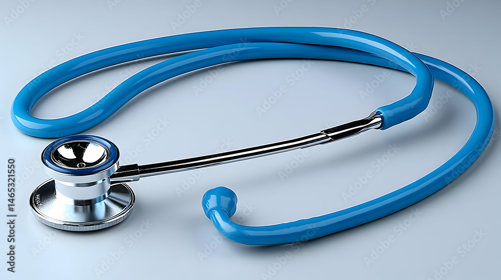 Blue Stethoscope on a Light Gray Background Blue Stethoscope on a Light Gray Background