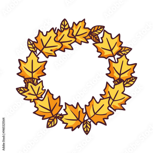 Autumn leaves wreath vector design fall foliage decoration seasonal graphic element template design element