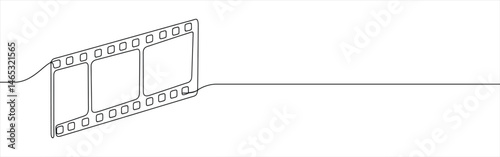Film strip continuous one line drawing. Film tape strips for movie, cinema reel.