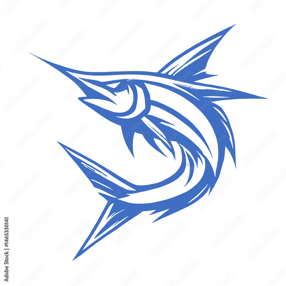 Obraz premium Stylized Blue Marlin Fish Vector Illustration
