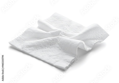 A close up shot of a white cotton pad on a white background in a studio with soft lighting set up