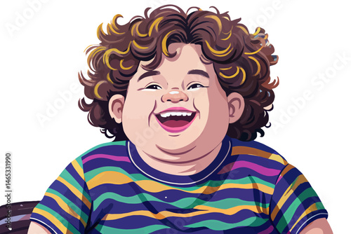 Vector illustration of a happy kid smiling and laughing with cheerful expression, isolated on white background. Perfect for educational materials, children's books, parenting designs, and joyful child