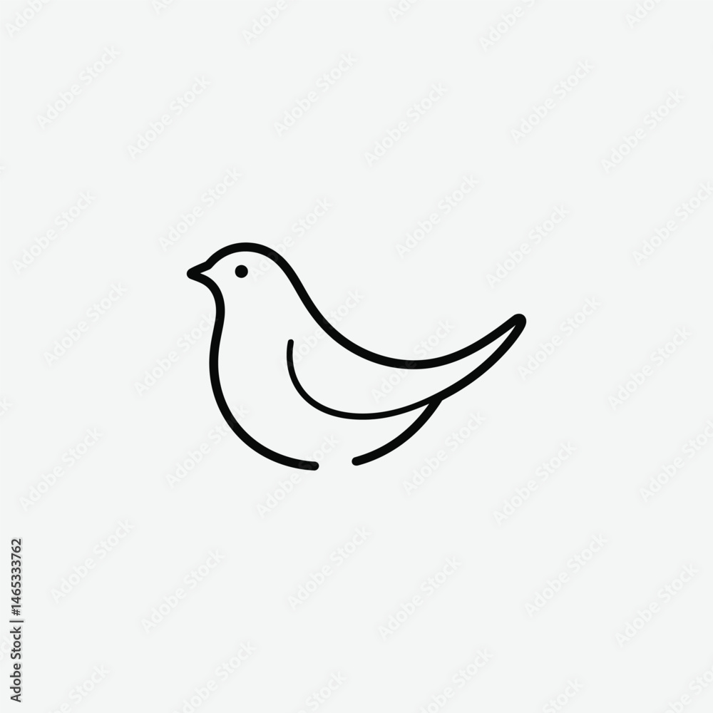 Fototapeta premium Discover the Bird advertising agency logo: a minimalist and refined bird symbol in black on white background. Perfect for creative branding.