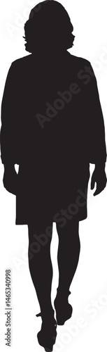  vector silhouette, rear view of a woman walking