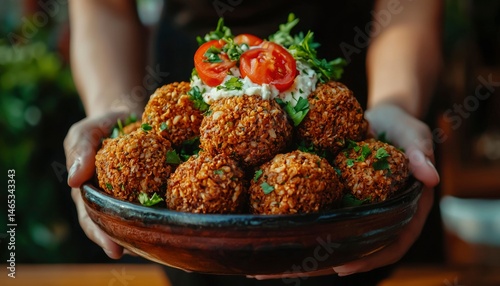 Hearty falafel platter photo