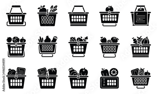 basket vector set on white background