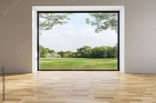 Fototapeta Naklejka Na Ścianę i Meble -  Modern contemporary style empty room with nature view background 3d render