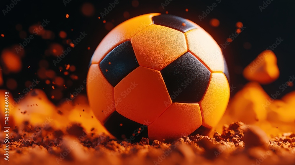 Naklejka premium Fiery Soccer Ball Intense Action and Competition