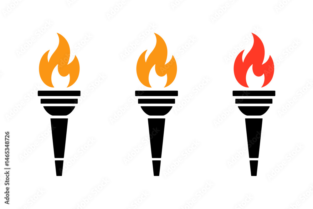 Three torches flame olympic symbol vector graphic