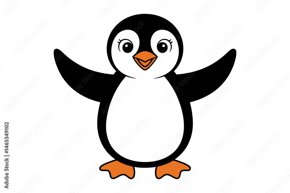 Obraz premium Cute penguin cartoon vector illustration drawing