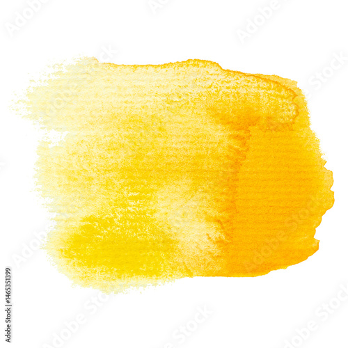 Vibrant yellow and orange watercolor brushstroke on white or transparent background.