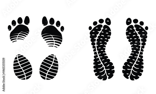 Set of human foot print, icon vector illustration isolated on white background