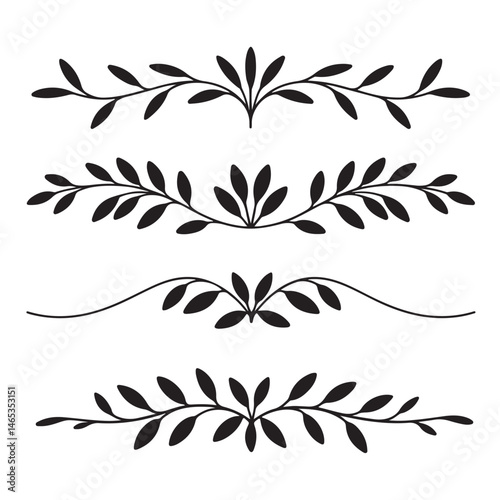 Elegant Floral Leaf Dividers – Decorative Ornamental Vector Borders Design Set-Generative AI