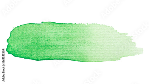 Vibrant green watercolor brush stroke on transparent background.