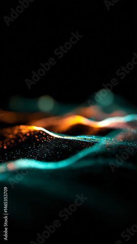 Radiate wavy lines on a black background with aplomb and warm color stripes