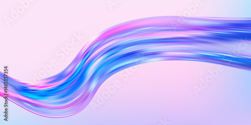 Abstract  holographic wave.Flow iridescent fluid.Dynamic spectrum ribbon.
