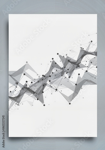 Futuristic Abstract Geometric Network Background in Gray Tones