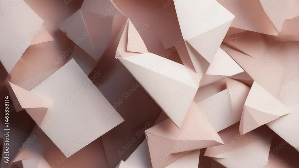 Abstract background with kinetic paper-fold animations morphing geometrically