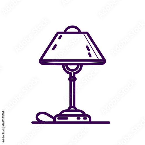 Outline table lamp illustration on a transparent background  
