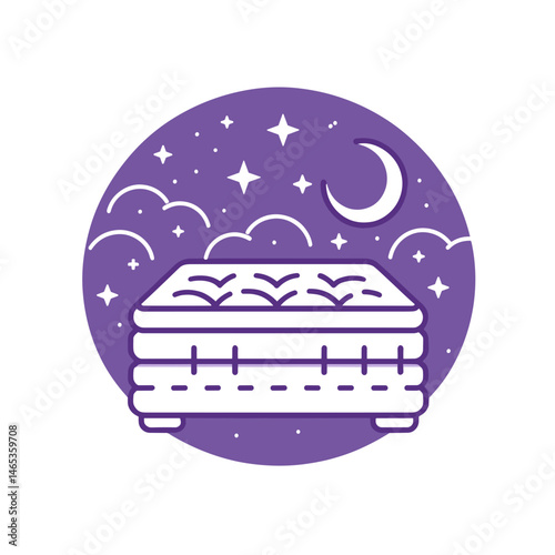 Mattress with Stars and Moon in a round design on a Transparent Background