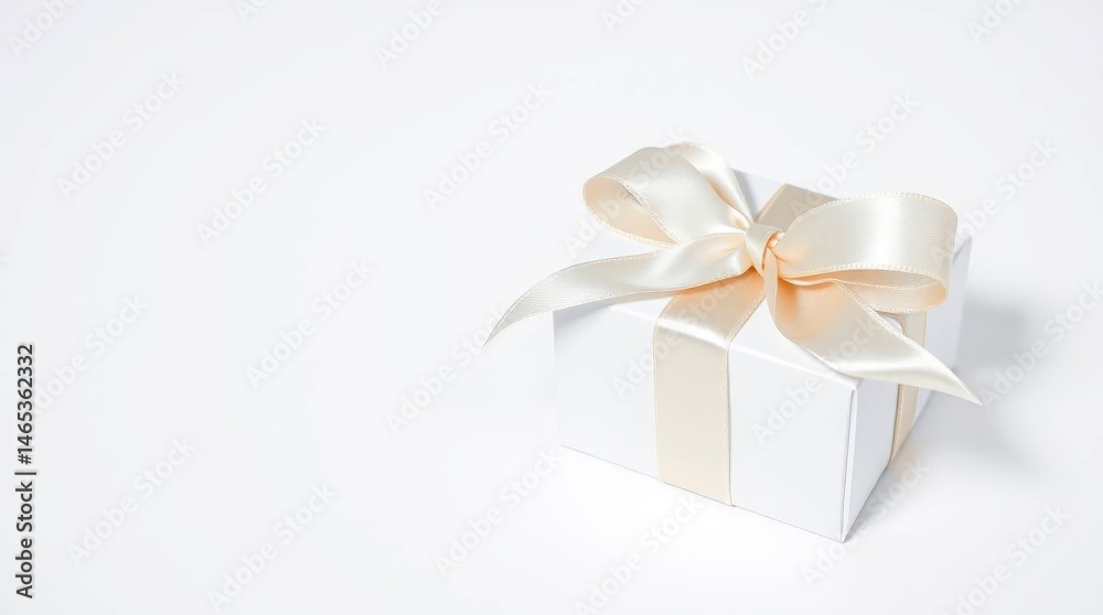 Obraz premium Present with Ribbon on White Background for Celebration and Holiday