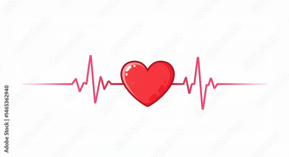 Heartbeat graphic red heart vector illustration Heartbeat graphic red heart vector illustration