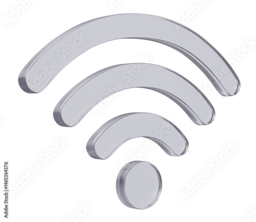 Wifi wireless network white glass colorful 3d icon symbol isolated on transparent background, 3d illustration