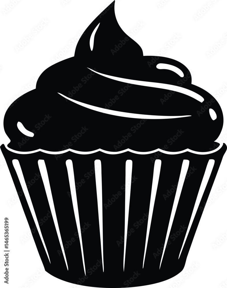 cupcake silhouette vector icon cupcake silhouette vector icon