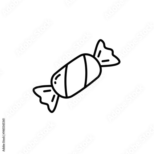 Halloween candy icon in simple line art style  