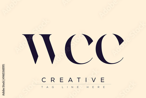 WCC abstract letter logo design. This logo is designed by three abstract letters.
